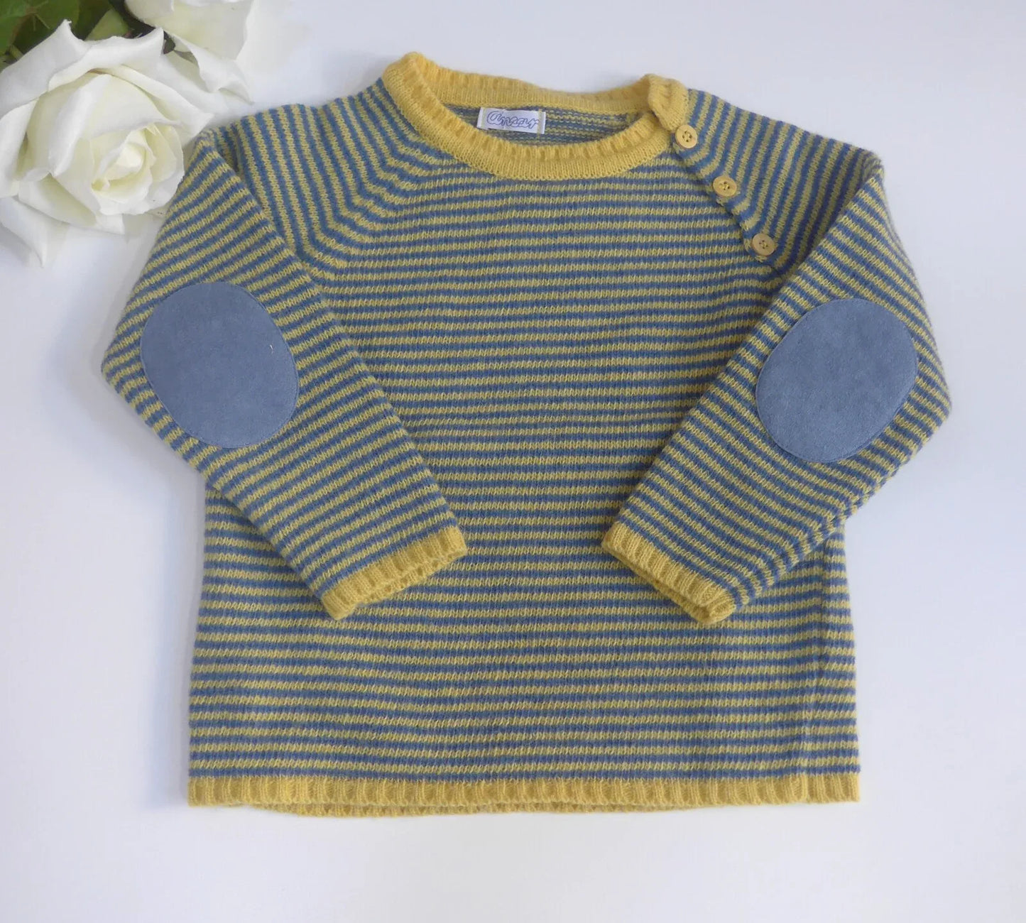 Jersey rayas azules y amarillas con coderas - PARDALETS