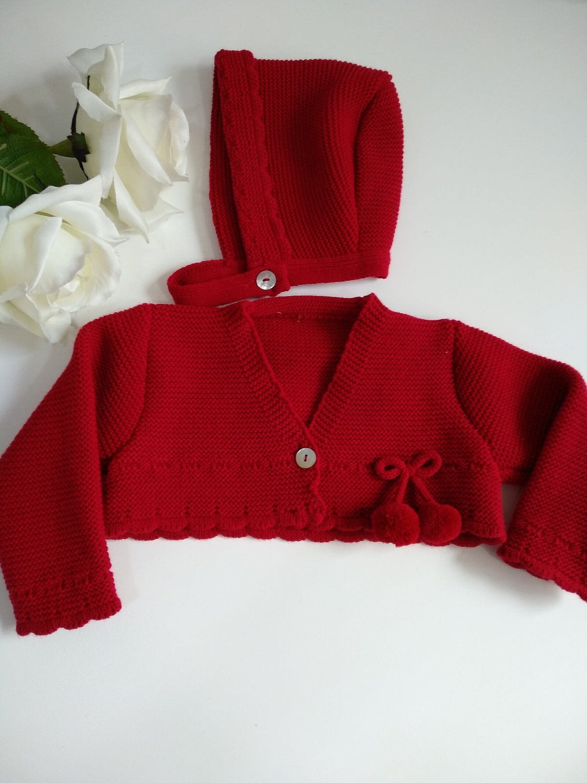 Chaqueta lana roja con capota