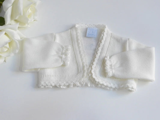 Chaqueta corta lana beig con puntilla alrededor - PARDALETS