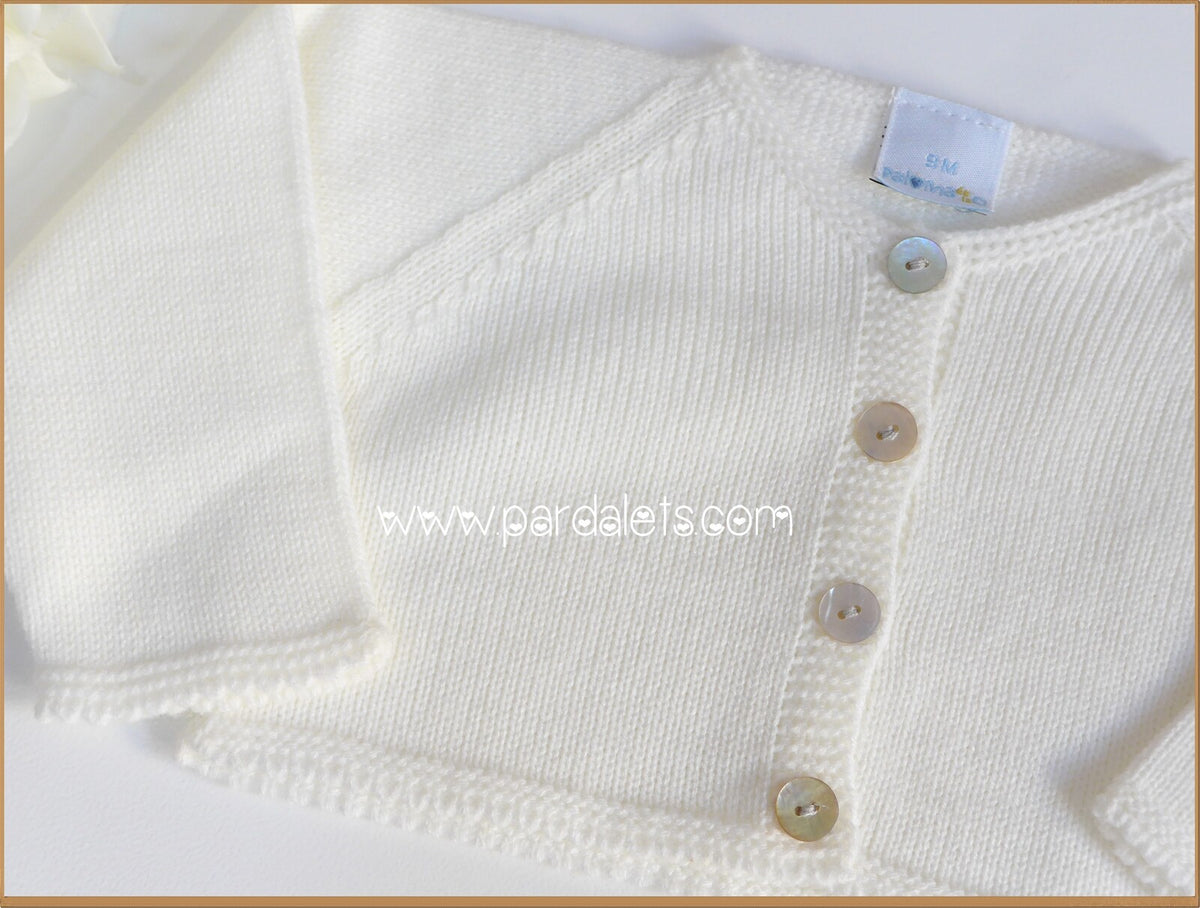 Chaqueta corta lana beig punto liso