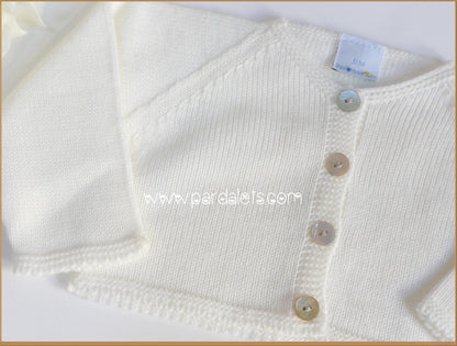Chaqueta corta lana beig punto liso