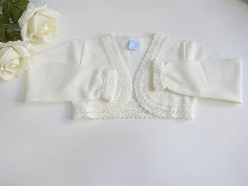 Chaqueta corta lana beig tipo bolero con feston - PARDALETS