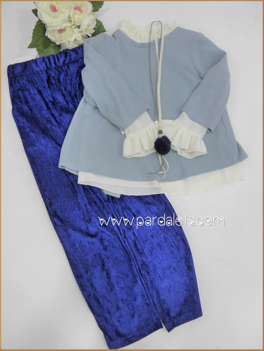 Conjunto blusa, pantalon y jersey azul - PARDALETS