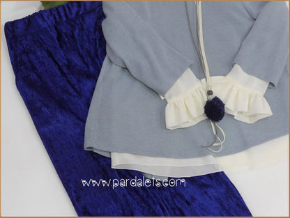 Conjunto blusa, pantalon y jersey azul - PARDALETS