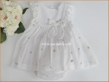 Jesusito bambula blanco estrellas doradas Linen - PARDALETS