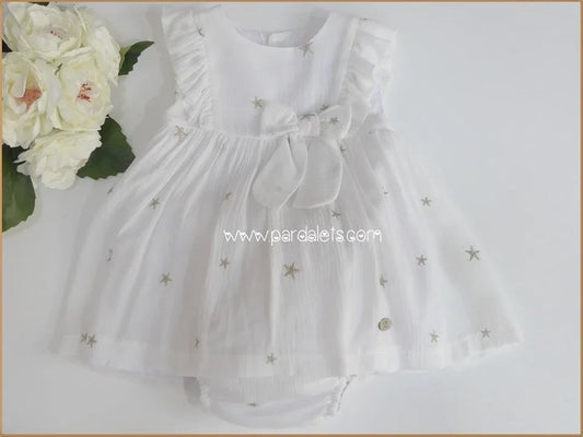 Jesusito bambula blanco estrellas doradas Linen - PARDALETS