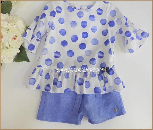 Conjunto blusa lunares y short azulon - PARDALETS