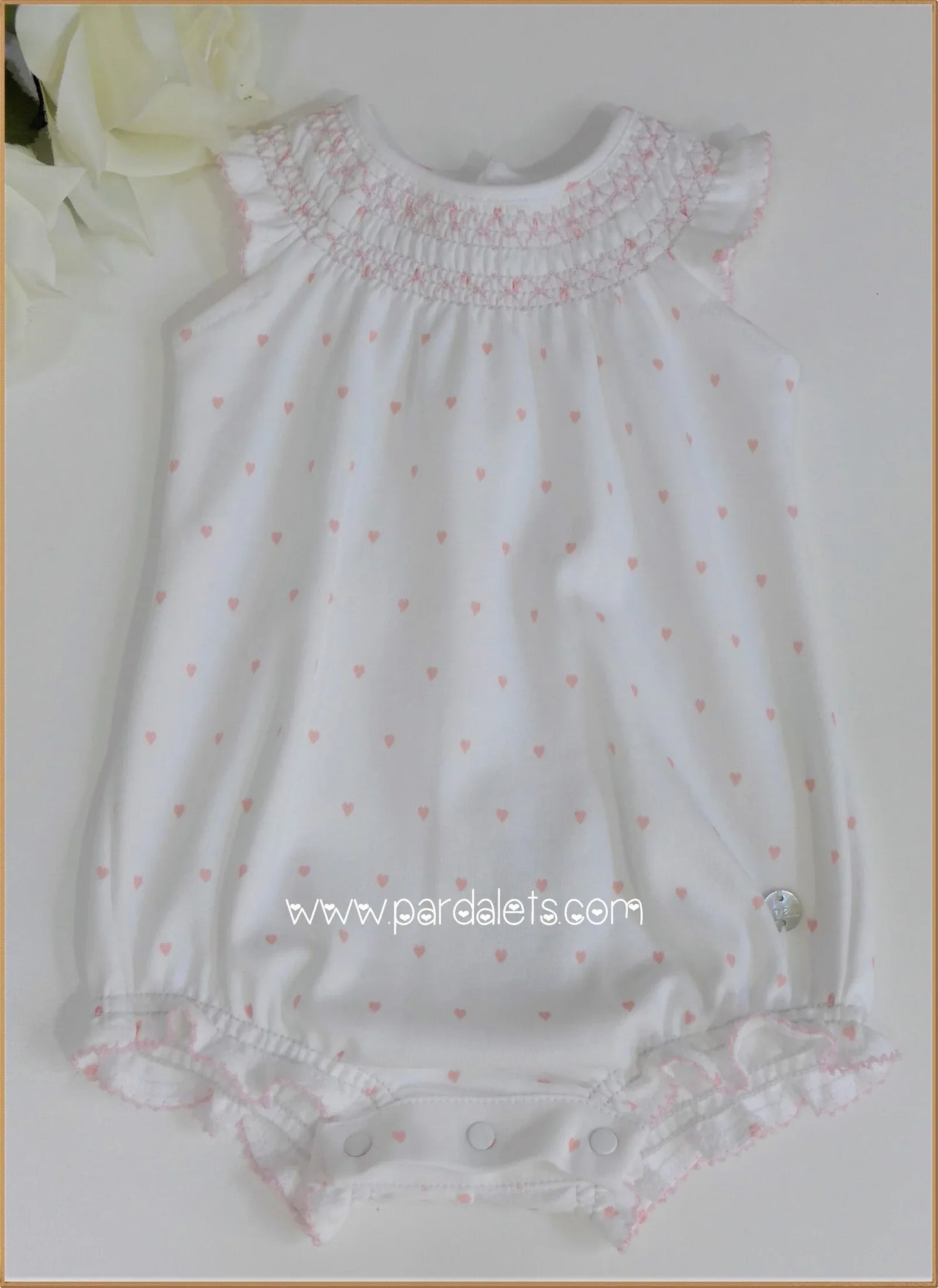 Pelele algodón con corazones rosas - PARDALETS