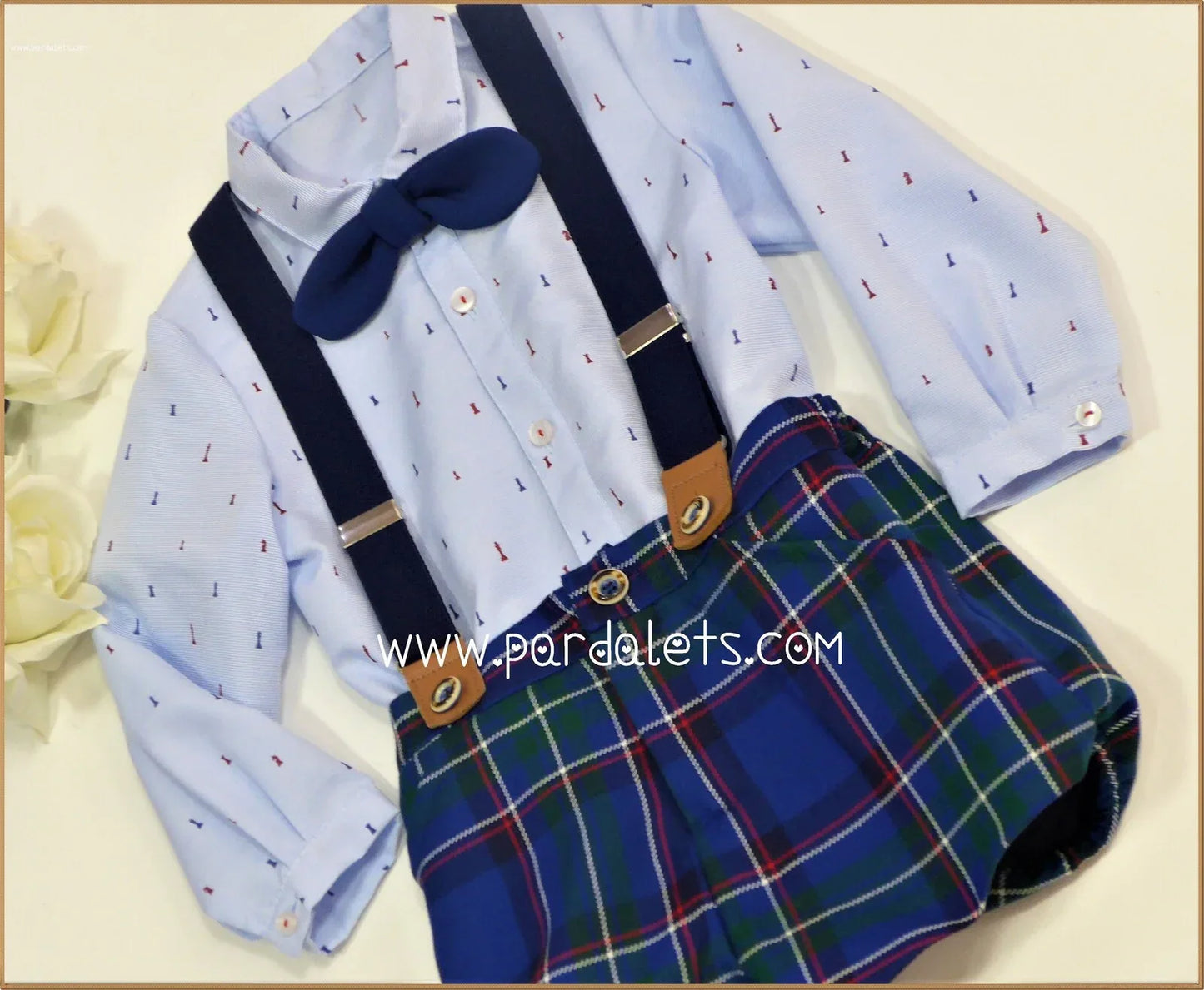 Conjunto camisa y short tirantes cuadros "Colibri" - PARDALETS
