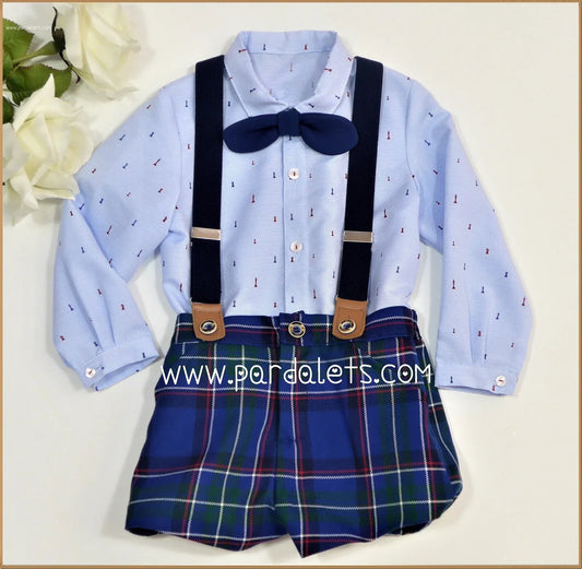 Conjunto camisa y short tirantes cuadros "Colibri" - PARDALETS