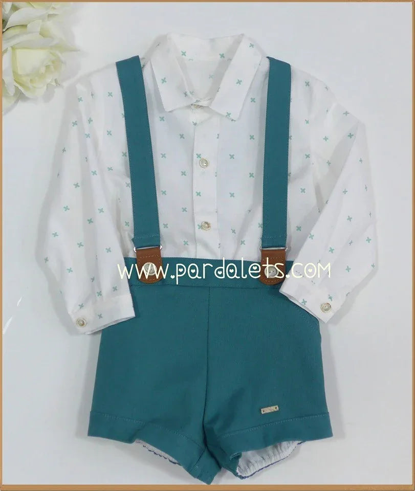 Conjunto camisa y short tirantes verde "Calimero" - PARDALETS
