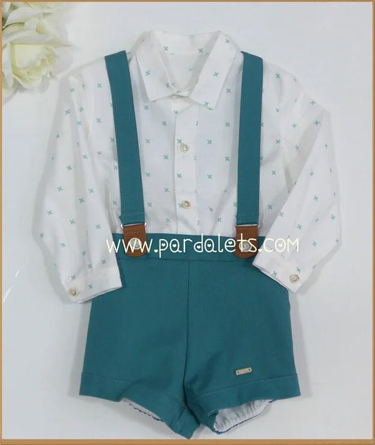 Conjunto camisa y short tirantes verde "Calimero" - PARDALETS