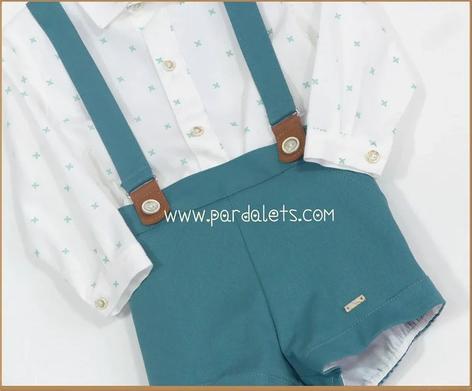 Conjunto camisa y short tirantes verde "Calimero" - PARDALETS