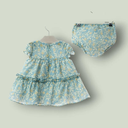 Vestido flores verdes con braguita "Alfareria"