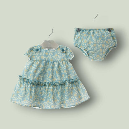 Vestido flores verdes con braguita "Alfareria"