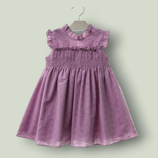 Vestido batista perforada buganbilla