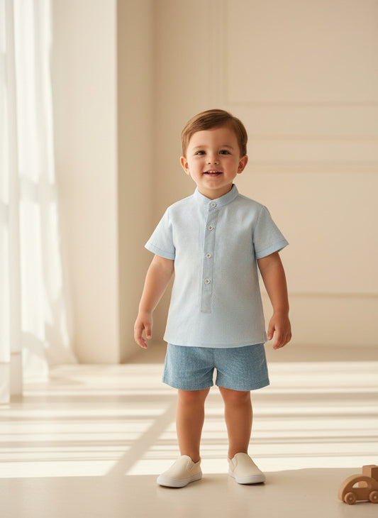 Conjunto camisa y short turquesa "Alfareria"