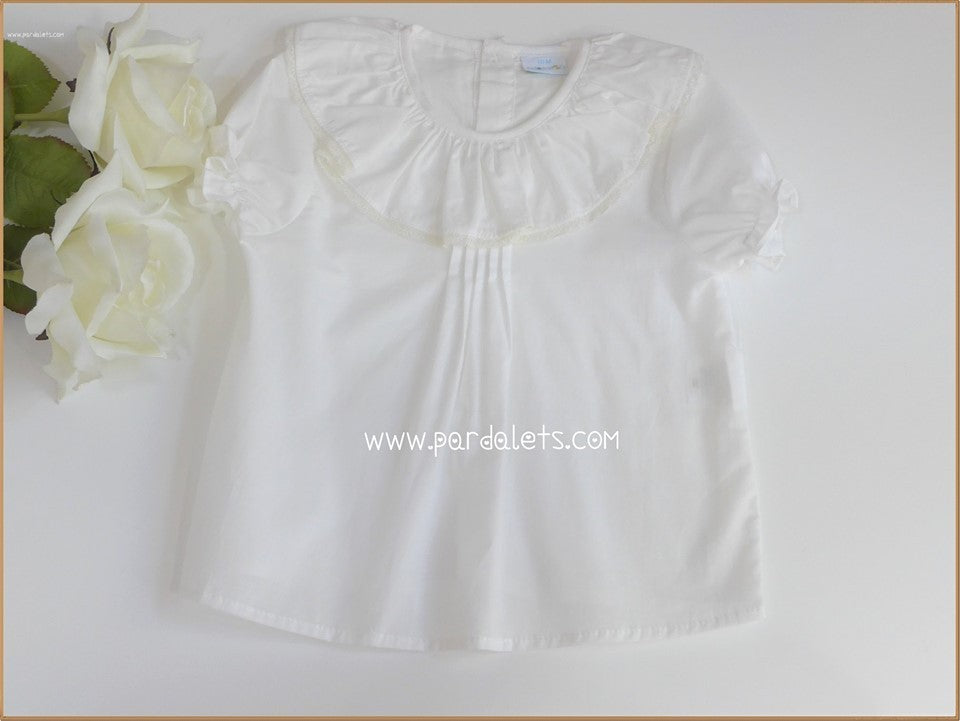 Camisa manga corta beige volante