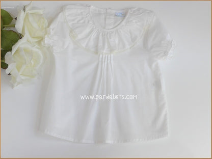 Camisa manga corta beige volante