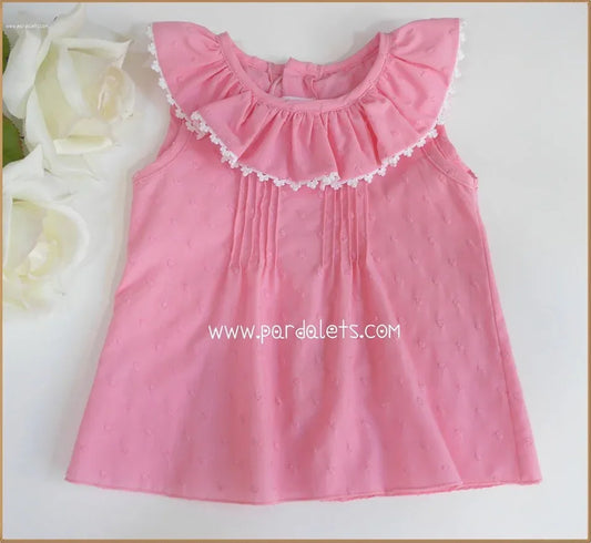 Blusa plumeti rosa y volante - PARDALETS