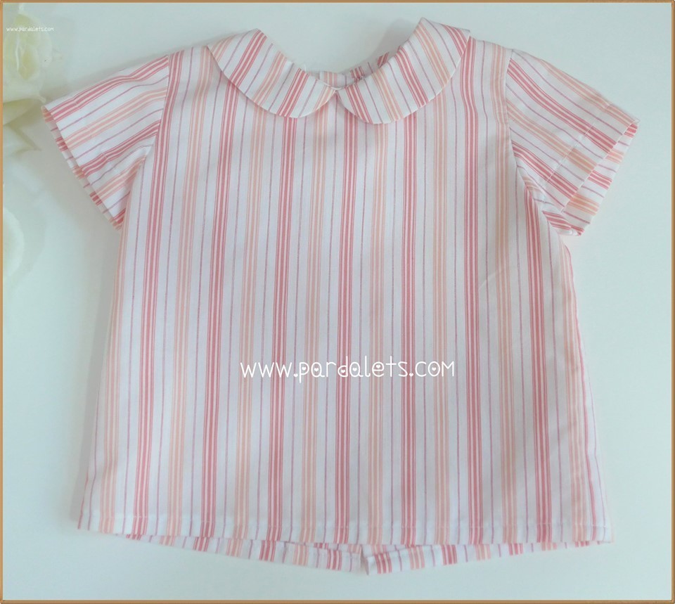 Camisa manga corta rayas corales