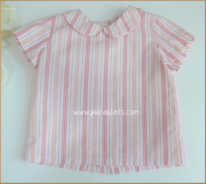 Camisa manga corta rayas corales