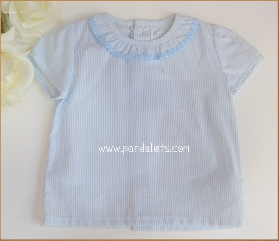 Camisa de manga corta rayas azules