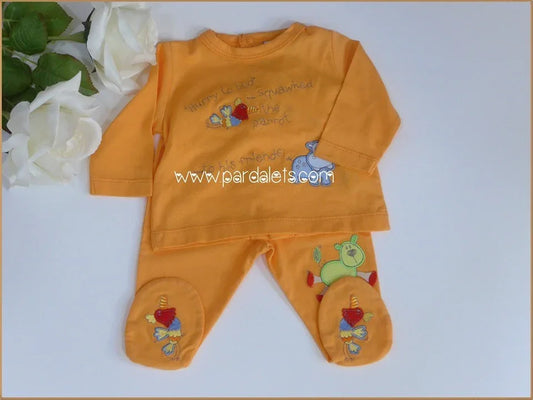 Jubon y polaina naranja animalitos - PARDALETS