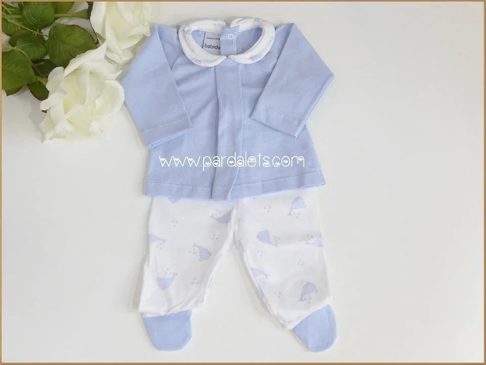 Jubon y polaina celeste ballenas - PARDALETS