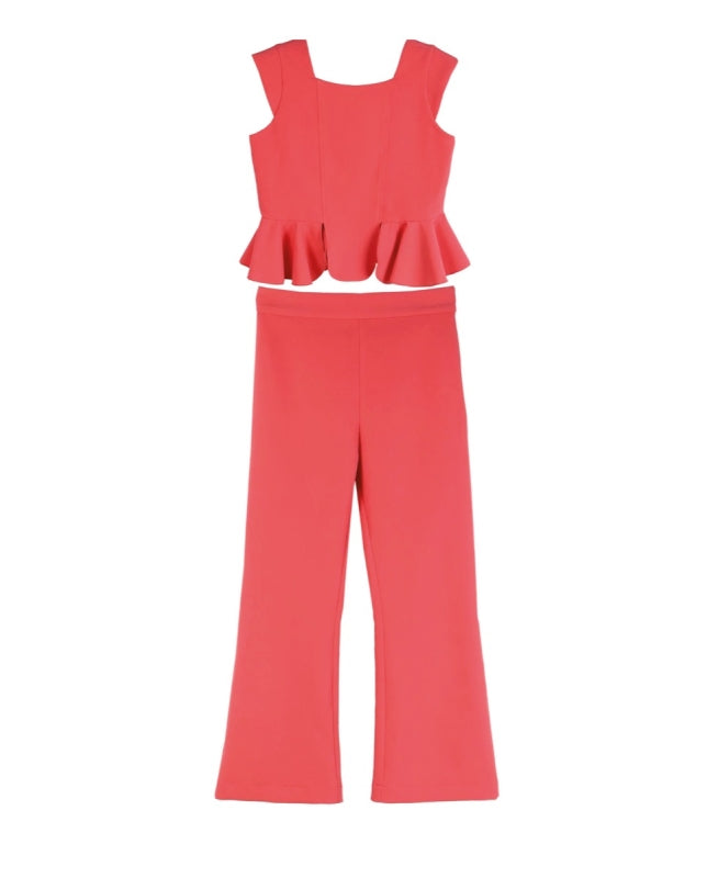 Conjunto top y pantalon coral