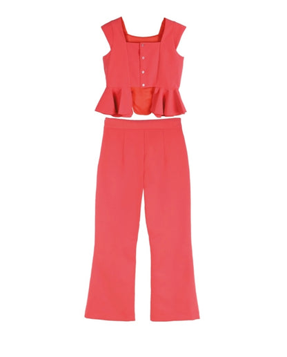 Conjunto top y pantalon coral