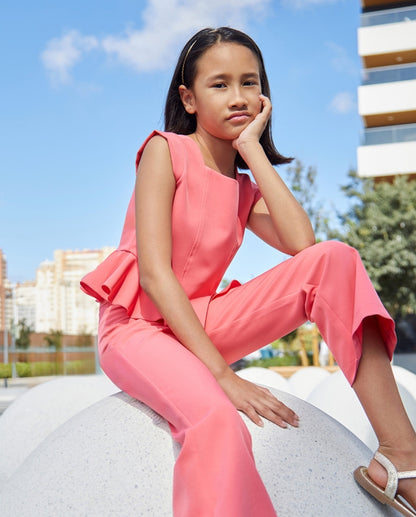 Conjunto top y pantalon coral