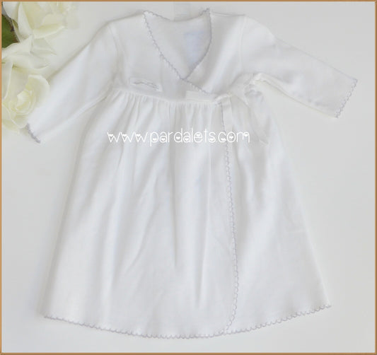 Faldón algodón blanco y gris cruzado