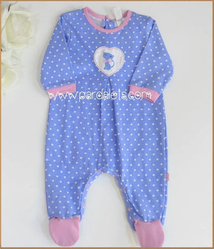 Pelele azul topitos blanco con gatita rosa - PARDALETS
