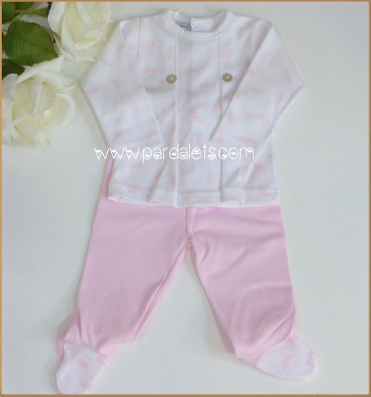 Jubon y polaina plumas rosas