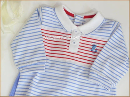 Jubon rayas rojas y azules con polaina azul - PARDALETS