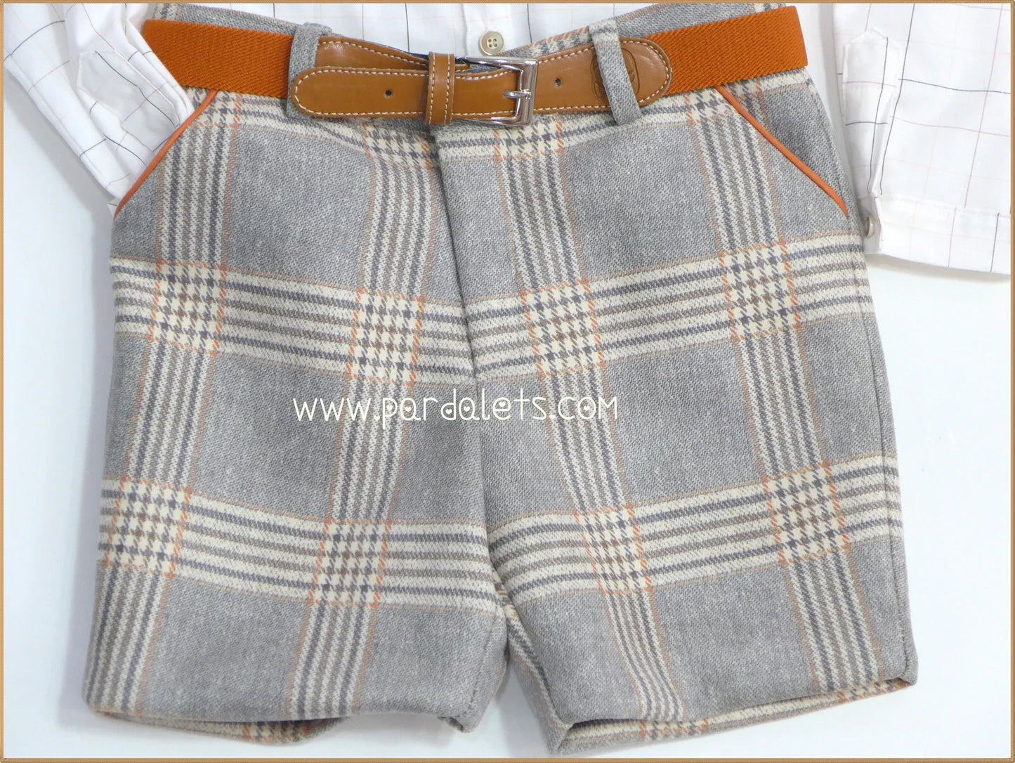 Conjunto camisa rayas short cuadros marrones "Golondrinas" - PARDALETS