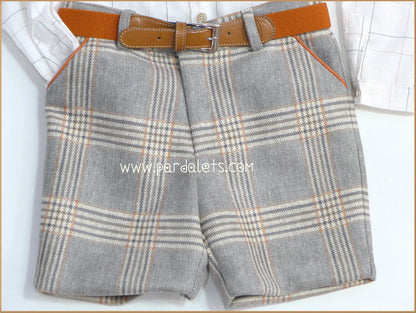 Conjunto camisa rayas short cuadros marrones "Golondrinas" - PARDALETS