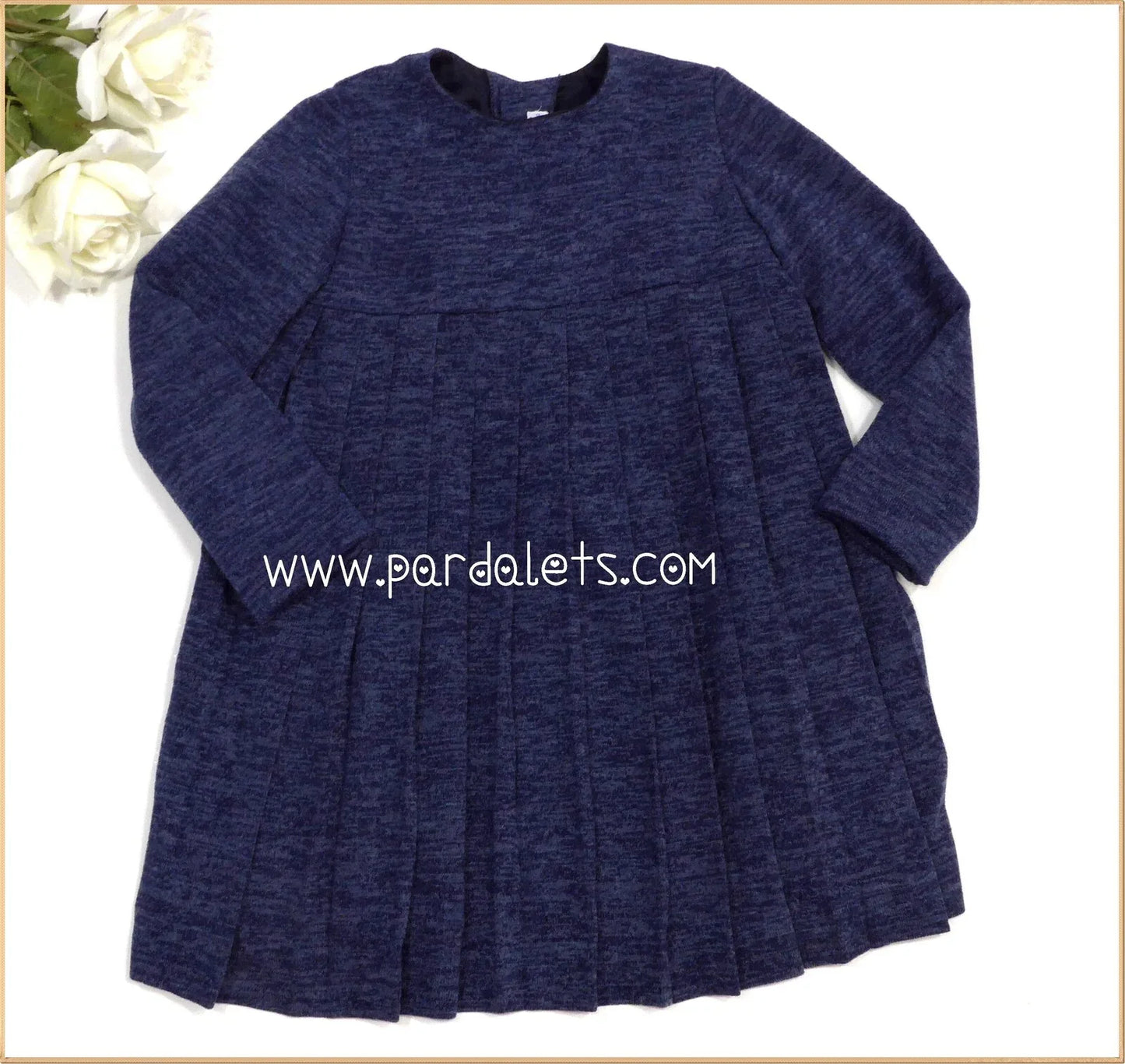 Vestido punto plisado azul marino - PARDALETS