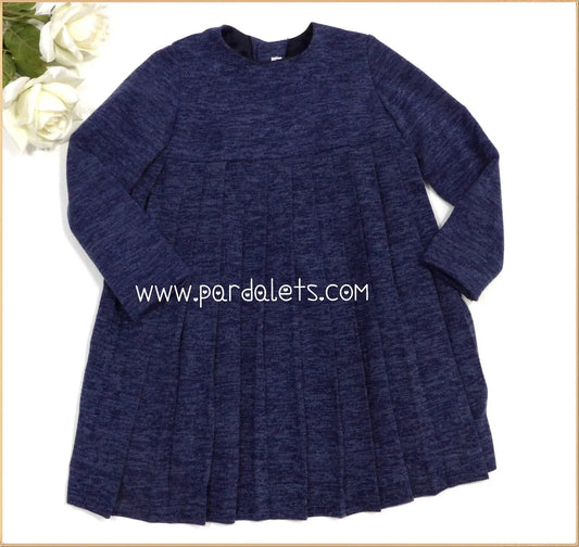 Vestido punto plisado azul marino - PARDALETS