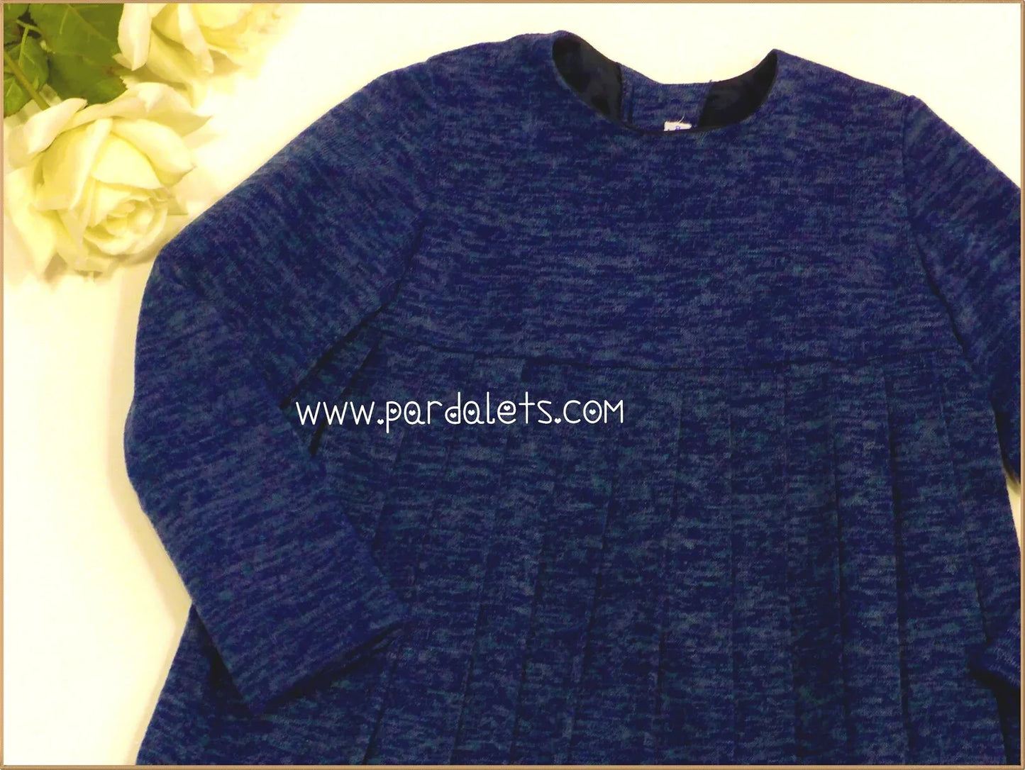 Vestido punto plisado azul marino - PARDALETS