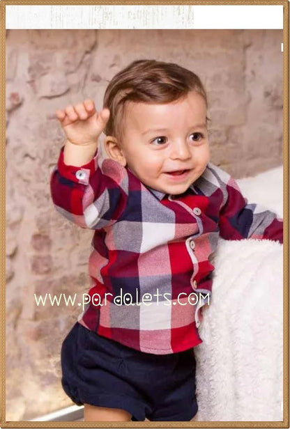 Conjunto niño camisa cuadros y bombacho marino - PARDALETS