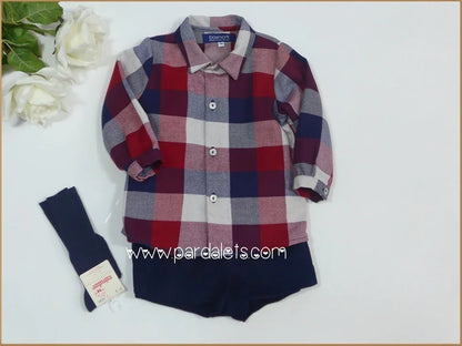 Conjunto niño camisa cuadros y bombacho marino - PARDALETS