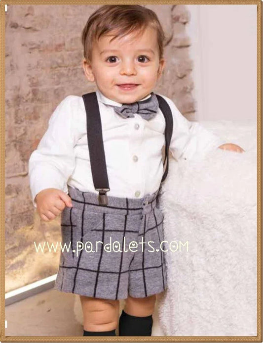 Conjunto camisa, short gris y tirantes negros - PARDALETS