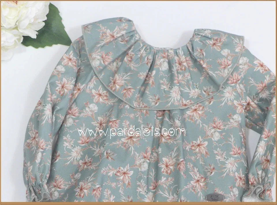 Conjunto blusa flores verde y bombacho verde - PARDALETS
