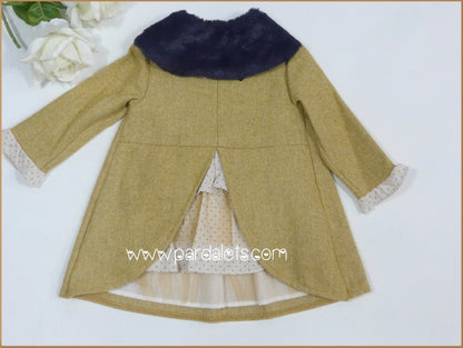 Vestido mostaza volantes tul y cuello marino - PARDALETS