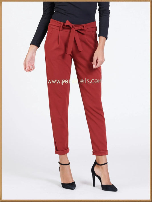 Pantalon lazo tiro alto teja - PARDALETS