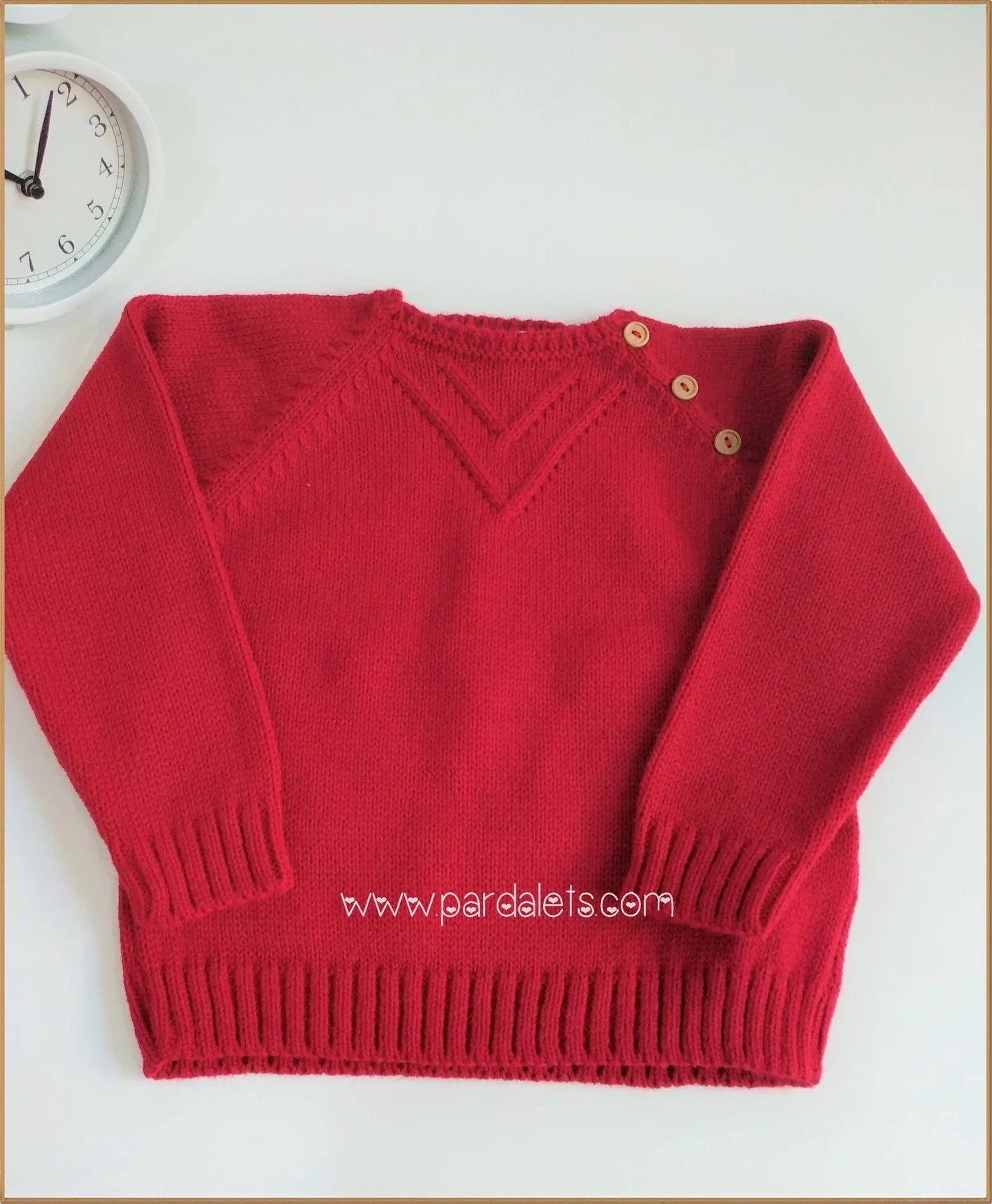 Jersey lana rojo con 3 botones - PARDALETS