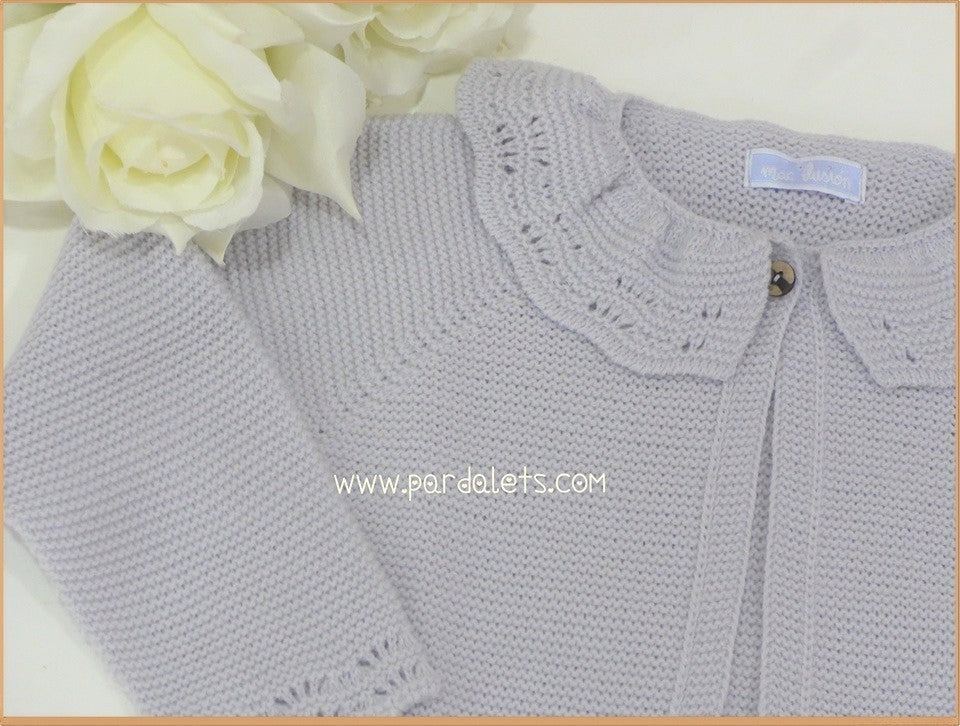 Chaqueta lana gris claro con cuello volante