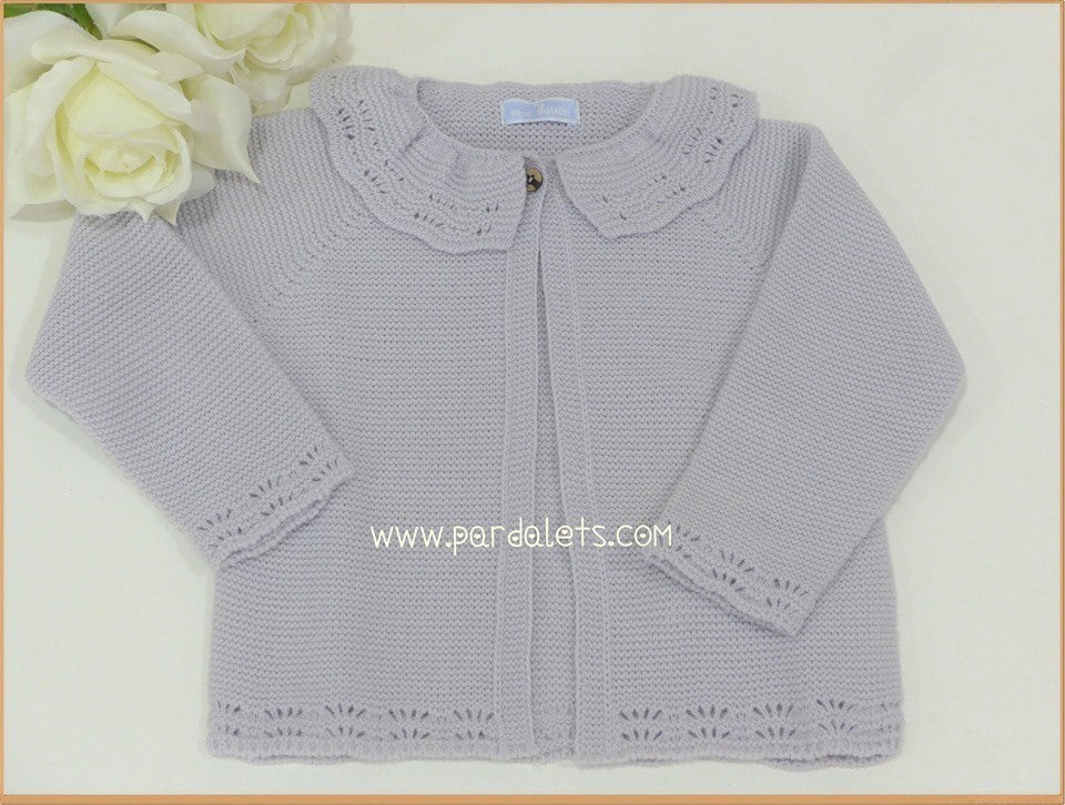 Chaqueta lana gris claro con cuello volante